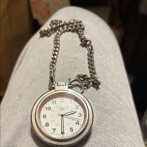 Silver Swiss Army Pocket Watch with Chain